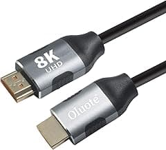 Oluote 8K Cable HDMI 2.1, Cable HDMI de Ultra Alta Velocidad 4320p Cable HDMI de Alta Velocidad 48Gbps Compatible con Roku TV/PS5/HDTV/Blu-ray/Monitor y Más (1M)