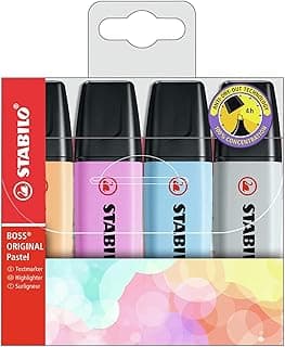 STABILO Rotulador boss fluorescente 70 pastel estuche de 4 unidades colores nuevos 2021 surtidos