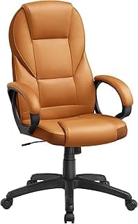 SONGMICS Silla de Oficina Ergonómica, Silla Giratoria con Ruedas, Silla de Escritorio, Altura Ajustable, Silla de Estudio, Marrón Caramelo OBG022K01