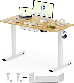 FLEXISPOT EG1 Escritorio de Pie con Tablero (Arce, 120X60X1.6cm), Standing Desk, Escritorio Eléctrico Ordenador Mesa Gaming Ajustable en Altura con Tecla de 2 Opciones Memoria Automática Inteligente