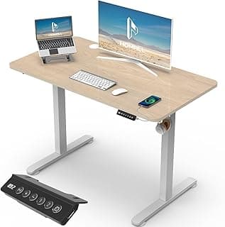 Homall 100X60 Cm Escritorio Elevable con Toma USB, Escritorio Elevable Eléctrico con Funciones De Sistema Anticolisión, Mesa De Escritorio con Soporte Eléctrico,Arce