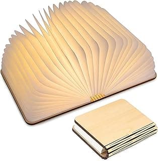 SANOTO Lampara Libro Plegable, Walnut Lampara Libro Lectura Luz del Humor con Batería Recargable de 2500mAh, Lámpara de Libro Plegable Magnética 360°, Regalos de Cumpleaños de Navidad