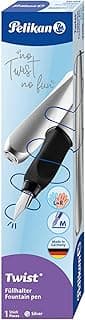 Pelikan, Pluma Estilográfica Twist, Empuñadura Ergonómica para Diestros y Zurdos, Silver, Tinta Azul, Made in Germany