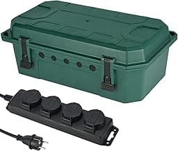 Electraline 300181 Caja de protección para conexiones eléctricas exteriores con protección IP54 con Regleta Base Multiple 4 tomas con Tapas IP44 Cable H05RR-F 3G1.5