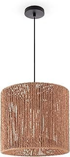 Paco Home Lámpara De Suspensión Mesa Comedor Papel Boho Colgante Lámpara E27 Ratán, Farbe_MuVa:Naturaleza (Ø33cm), Tipo de luminaria___Color:Lámpara colgante - Negro
