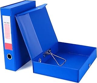 Srvnpioy Paquete de 2 Caja de Archivo de Plástico, Tamaño A4, Lomo de 68mm, Caja de Documentos A4, Carpetas para Archivo para Oficina, Escolar, Azul