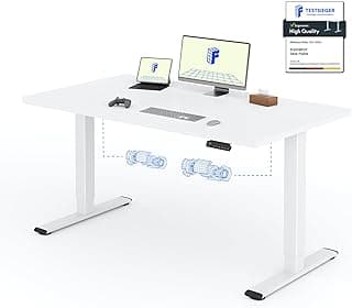 FLEXISPOT 2 Motor Escritorio Elevable Eléctrico 140x80 con Una Tabla de Mesa Completa, Mesa de Elevable con Panel de Memoria, Escritorio Eléctrico Regulable en Altura, 100KG de Carga, Blanco+Blanco
