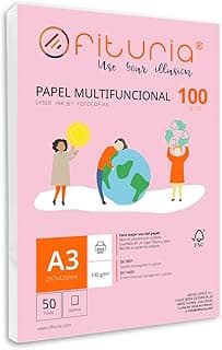 Paquete de folios A3 de 100gr con 50 Hojas Blancas, Papel Multifuncional para Uso Escolar y Entornos Laborales. Ideal con impresoras láser, de inyección o fotocopiadoras - Ofituria