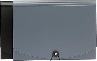 Amazon Basics Carpeta acordeón, tamaño A4, Paquete de 2, color Gris,Negro/gris