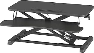 BONTEC Convertidor de Escritorio Sentado/Pie, Estación de Trabajo de 2 Niveles Ajustable en Altura, con Plataforma de 80x40cm, Elevador Ergonómico, Pantalla de PC, Portátil de hasta 15 kg(Negro)