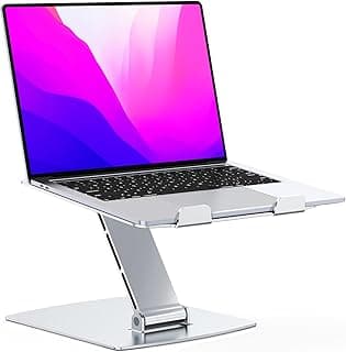 Glangeh Soporte Portatil Mesa Ajustable, Aleación de Aluminio Ergonómico Elevador Portatil Ventilado, Plegable Soportes para Libros de Cocina Compatible con MacBook Chrome y Otros 10-16” Dispositivos