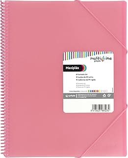 Grafoplás | Carpeta con Fundas Transparentes A4 | Rosa Claro | 50 Fundas Polipropileno Extra | Tapas de Plástico Flexible | Espiral PVC | Maxiplás Multiline | Perfecto como Material Escolar y Oficina