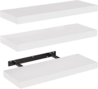 STOREMIC Estanteria Pared Juego de 3, Estante de Pared Blanco, Estantes Flotantes Fácil de Instalar, Baldas Pared Ideal para Dormitorio, Baño, Oficina en Casa, Sala de Estar