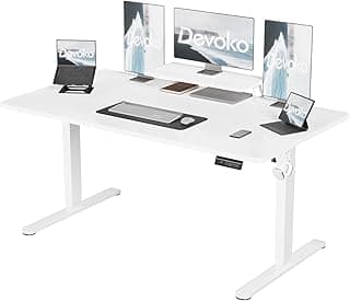 Devoko 180×80cm Escritorio Eléctrico de Altura Ajustable, con Soporte de Monitor, Escritorio de Ordenador, con 2 Funciones de Memoria de Altura, para Dormitorio, Estudio, Oficina