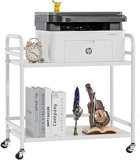 HDANI Estantería de Metal de 2 Niveles, estantería, estantería Moderna para Libros, Almacenamiento de estantería Alta, estantería Industrial, con 4 Ganchos (Blanco, 2 Niveles)