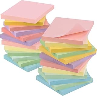 ZCZN 1920 PCS Notas Adhesivas, Pack de 24 Bloc de notas,76 x 76 mm Notas Autoadhesivas, 80 Hojas por Bloc, 8 Colores Suaves