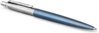 Parker Jotter bolígrafo | azul claro (Waterloo Blue) | Punta mediana con recambio de tinta azul | en estuche de regalo