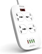 MANTO Regleta con 4 Enchufes Universales (US/UK/EU) y 4 Puertos USB (QC 3.0 Carga Rápida), 2500W, Cable de 2M, Protección Infantil - Ideal para Hogar, Oficina y Viajes...y