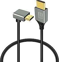 GELRHONR 8k Mini HDMI a HDMI Cable, 90 Grados Mini HDMI Cable 2,1 de Alta Velocidad 48Gbps, Soporte 8K@60Hz 3D, para Cámara DSLR Videocámara, Proyector, HDTV, Laptop(Down Angle Mini HDMI 0.5M)