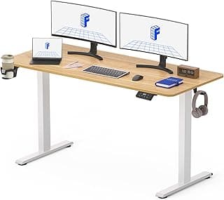 FLEXISPOT Escritorio Elevable con Tablero 140x60 Mesa Elevable Eléctrico Standing Desk, Mesa de Elevable Escritorio Regulable Altura con 4 Control con Memoria/Gancho/Portabotellas(Arce)