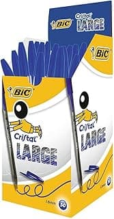 BIC Cristal Large Boligrafos de Punta Media, Para la Escuela, la Oficina o el Hogar, Azul, Paquete de 50 (1,6 mm)