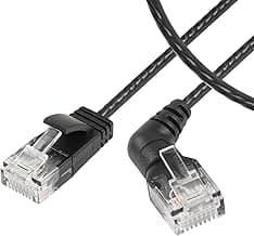 SinLoon Cable Ethernet CAT6A de rotación de 360°, recto a ángulo recto, cable de red de alta velocidad de 10 Gbps y 500 MHz, cable de red LAN de nailon suave, par trenzado blindado UTP para PC,