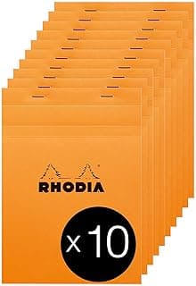 RHODIA 16200C - Bloc-Notes Agrafé N°16 Orange - A5 - Petits Carreaux - 80 Feuilles Détachables - Papier Clairefontaine 80G - Couverture en Carte Enduite - Paquet de 10 blocs