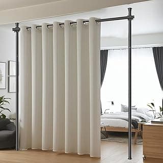 LFPZZL Biombo separador de ambientes, barra de cortina, flexible y ajustable, separador de ambientes, sin agujeros, para dormitorio u oficina, 180 x 300 cm
