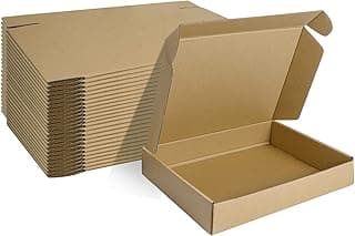 HORLIMER 28 x 20,4 x 5,1cm Cajas de Carton con Tapa para Envios de Paquete, 25 Pack, Cajitas de Papel Kraft para Regalo o Embalaje, Marrón