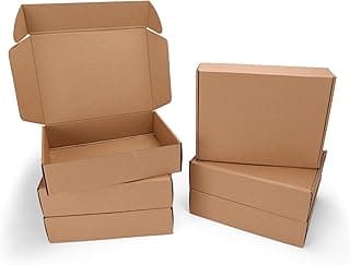HORLIMER 30,5x22,9x7,7 cm Cajas de Carton con Tapa para Envios de Paquete, 6 Pack, Cajitas de Papel Kraft para Regalo o Embalaje, Marrón