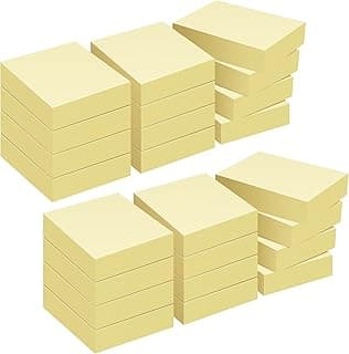 ZCZN Notas Adhesivas Pack de 24 Bloc de notas, 38 x 51 mm, 100 Hojas por Bloc,Total de 2400PCS,Amarillo
