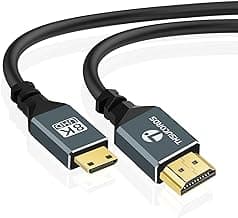 Thsucords 8K 4K Cable Mini HDMI Ultra Delgado 5M, Fino Flexible Mini HDMI 2.1 Cable alta velocidad 48Gbps 4K@120Hz Compatible con Cámara,Videocámara,Tableta