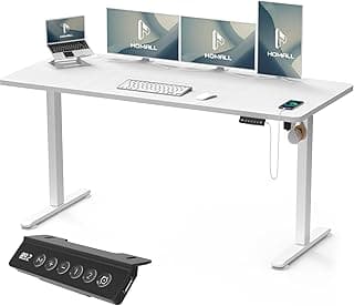 Homall 160X70 Cm Escritorio Elevable con Toma USB, Escritorio Elevable Eléctrico con Funciones De Sistema Anticolisión, Mesa De Escritorio con Soporte Eléctrico,Blanco