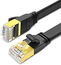 Yauhody Cable Ethernet Cat 8 2M (2Piezas) Cable de Red Plano, 40Gbps 2000MHz S/FTP RJ45 Cable Internet lta Velocidad Cable LAN para PS5, Router, TV, PC, Módem, Más rápido que Cat6/Cat7 (Negro)