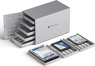 Yottamaster 5 Bahías Carcasa Discos Duros, Aluminio Esterno Hard Disk 3.5″/2.5″ SATA HDD, Ventilador silencioso 80 mm - USB3.0 a SATA3.0 6Gbps Soporta 4x18TB