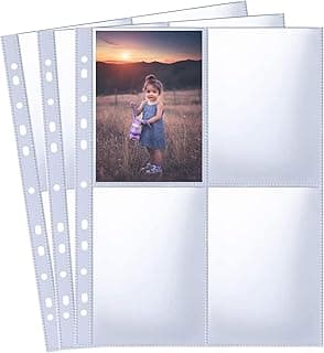 Paquete de 30 Fundas Fotográficas A4 de 240 Bolsillos Para Carpetas de Anillas A4 2/3/4, 4 Compartimentos, Protector Fotográfico de 4 Bolsillos de Doble cara,Fotoalbum Nachfüllseiten (109x153 mm)