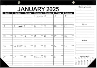 Calendario de pared y escritorio para 2025, cobertura de 18 meses de enero de 2025 a junio de 2026, para organización del hogar y la oficina (negro)