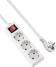 GRIFEMA Regleta Enchufes con 3 Tomas y Interruptor, 3500 W, 16 A, 1,4 m, Blanco, Protección Infantil, Orientación a 45 Grados, Evita Consumos Fantasma