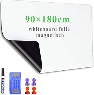 Lyzzxi Rollo Pizarra Blanca Magnética, 180x90cm Papel Pizarra Adhesiva Pared, incluye Rotuladores y Borrador Magnetica, Para Escribir en Superficies Lisas en la Escuelas, Oficinas