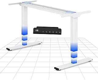 FLEXISPOT E1 MAX Estructura Escritorio Elevable Eléctrico con 2 Motores y 3 Patas Marco Escritorio Elevable Ajustable en Altura de Acero con 4 Funciones de Memoria 60-125CM(Marco en Blanco)
