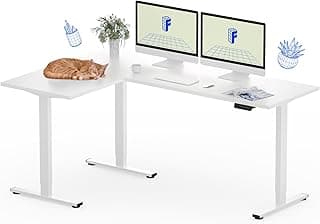 FLEXISPOT Escritorio Esquinero en Forma de L Elevable y Regulable en Altura Eléctrico con 3 Patas - Mesa de Pie con 4 Botones de Memoria (Negro 180 * 120cm)