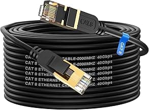 cat gruciso Cable Ethernet 20 metros Cat 8 Cable de Red Cable Lan 40Gbps 2000MHz con Conector RJ45 Cat 8, Compatible con Steam Deck PS5 PS4 Xbox X/S PC TV Box Router Servidor NAS