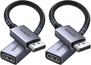 UGREEN 4K Adaptador DisplayPort a HDMI 2 Piezas Unidireccional Convertidor DP Macho a HDMI Hembra 4K 30Hz 2K 60Hz 1080P 120Hz Compatible con Portátiles Monitores Tarjetas Gráficas Televisores