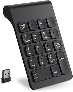 cimetech Teclado numérico inalámbrico, 2.4G Mini Teclado portátil ergonómico con Receptor USB Oficina Cálculo de números para computadora portátil, PC