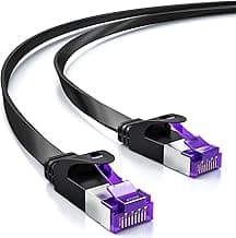 deleyCON 3,0m Cable de Red Plano (Cat7 con 10 Gbit/s) LAN Gigabit - RJ45 Ethernet Cable de Conexión Cable de Instalación Plano - para Internet Switch Router Modem Patch Panel - Negro