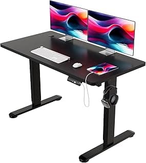 Devoko Escritorio Elevable Eléctrico 140 * 70cm Mesa para Computadora Ajustable en Altura con Bandeja de Gestión de Cables y Memoria de 3 Funciones,con Tecnología Anticolisión Negro