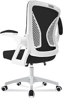 Milacyee Silla de Oficina Ergonómica,con Soporte Lumbar, Ruedas Giratorias de 360 Grados,Malla Transpirable,Reposacabezas Ajustable,Reposabrazos Regulables en Altura, (Blanco y Yegro)