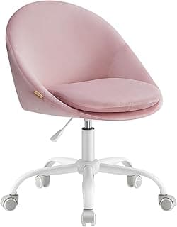 SONGMICS Silla de Oficina en Casa, Silla Giratoria de Terciopelo, Silla de Escritorio, Acolchada con Espuma, Altura Ajustable, para Estudio, Dormitorio, Rosa Jalea OBG020R02