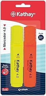 Kathay 86211999. Pack de 2 Subrayadores, Color Amarillo y Naranja, Punta Biselada 4mm