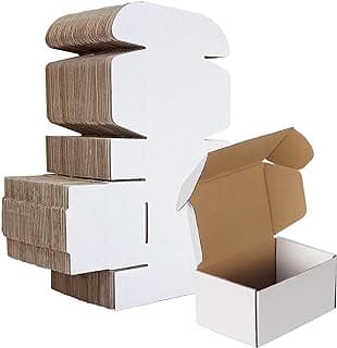 HORLIMER Paquete de 50 Cajas de Carton con Tapa para Envios de Paquete, 15.3 x 10.2 x 7.6cm Cajas Carton Regalo Blanco, Cajas Embalaje para Pequeñas Empresas